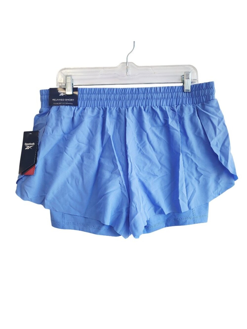 Reebok Womens Relaxed Fit Blue Athletic Shorts With Liner Size L Lightweight